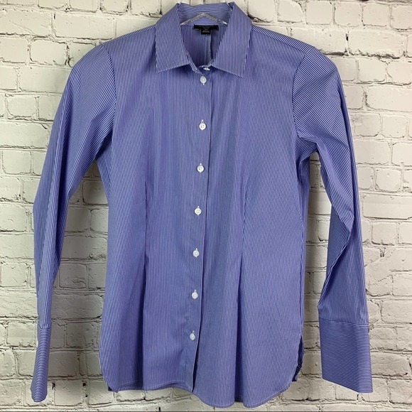Ann Taylor Factory Blue Dress Shirt XSP - Picture 1 of 9